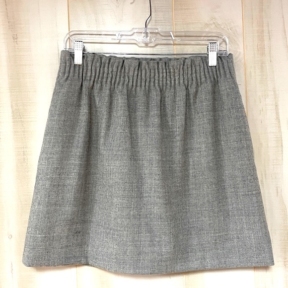 J Crew Gray Paper Bag Elastic Waistband Wool Mini Skirt, Pockets, Sz 4 - Picture 2 of 5